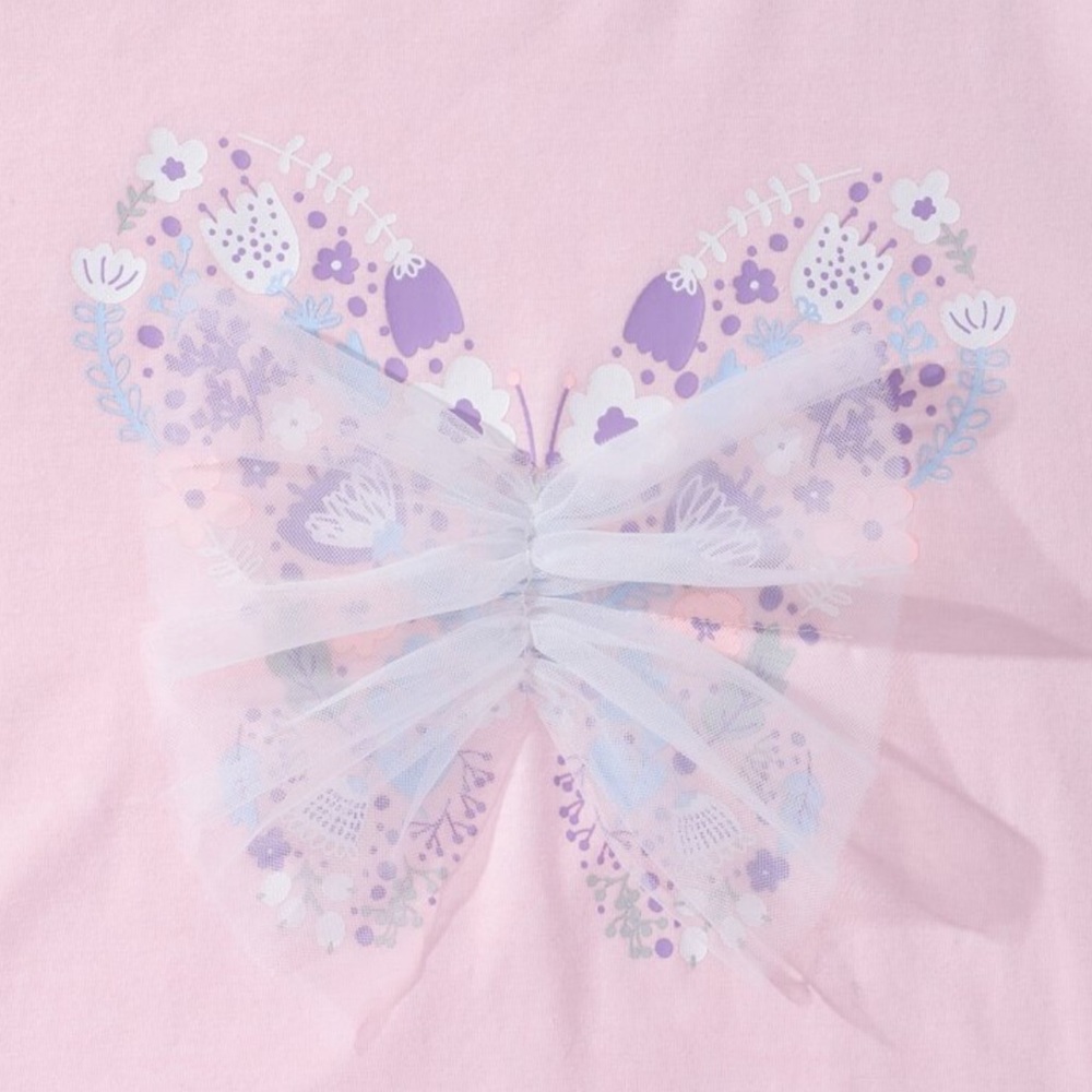 BUTTERFLY • Kids Everyday Girls Butterfly Print Bow Front Tee - Picture 3 of 3